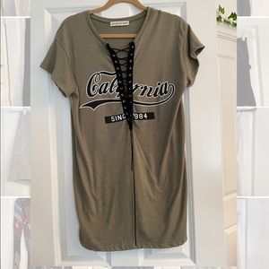 Jonathan Saint lace-up t-shirt dress